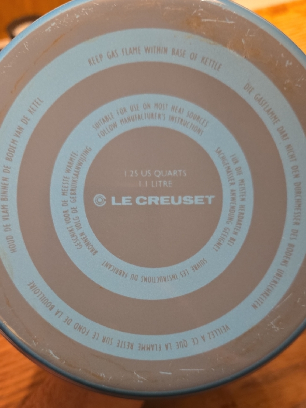 Le Creuset Carribean Blue Teakettle with Black Handle and Knob - Picture 10 of 16